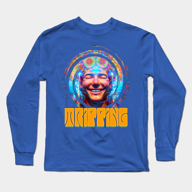 Tripping - Captioned (2) - Trippy Psychedelic Art Long Sleeve T-Shirt by TheThirdEye